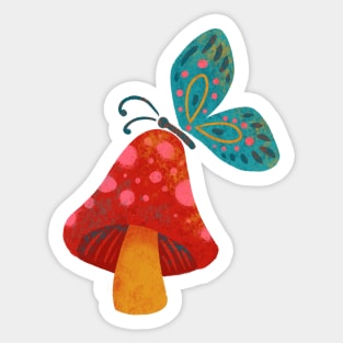 Butterfly on a Mushroom Sticker